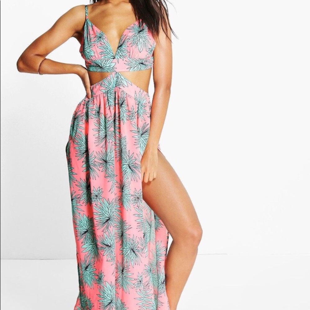 Harriey Tropical Leaf Cut Out Dress